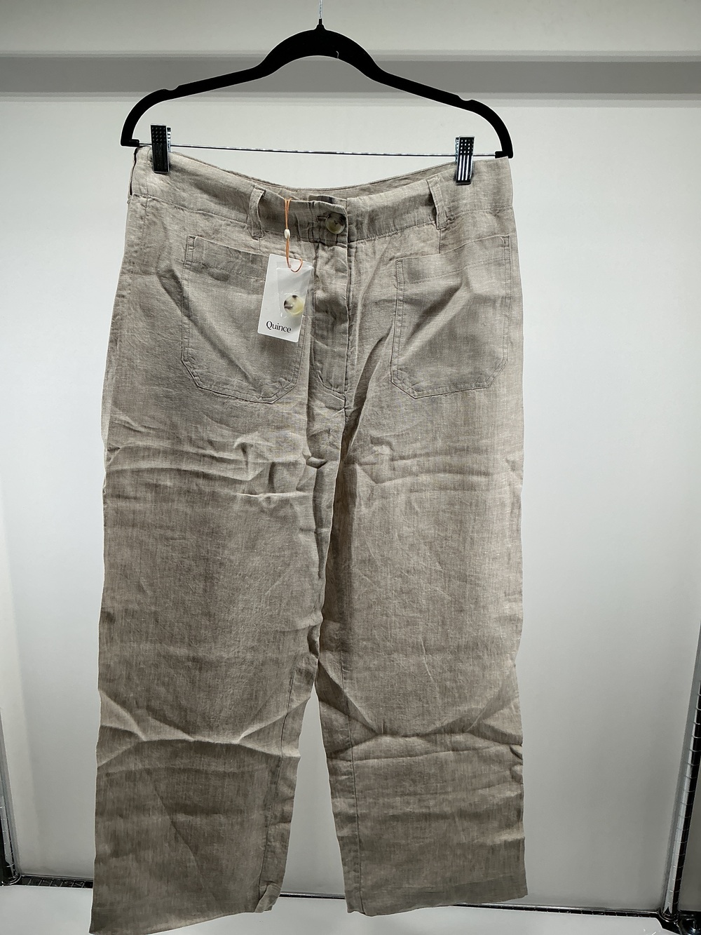 100% European Linen Patch Pocket Wide Leg Pants - 28"